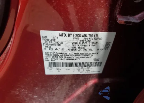 2013 Ford Edge Sel from USA, damaged, VIN 2FMDK3JCXDBB29370